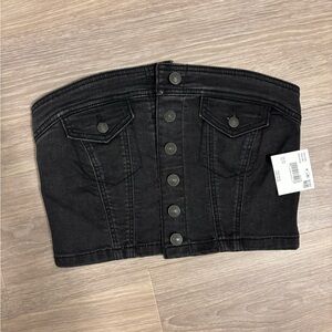 Black Denim Button-Up Tube Top